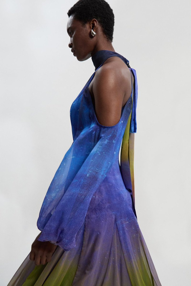 Cosmic Cold Shoulder Woven Maxi Dress 3