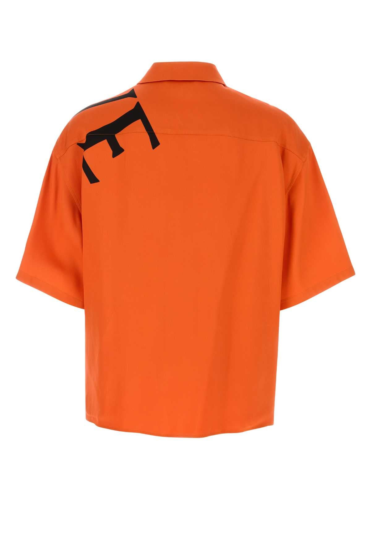 Loewe Men Orange Silk Shirt - 2