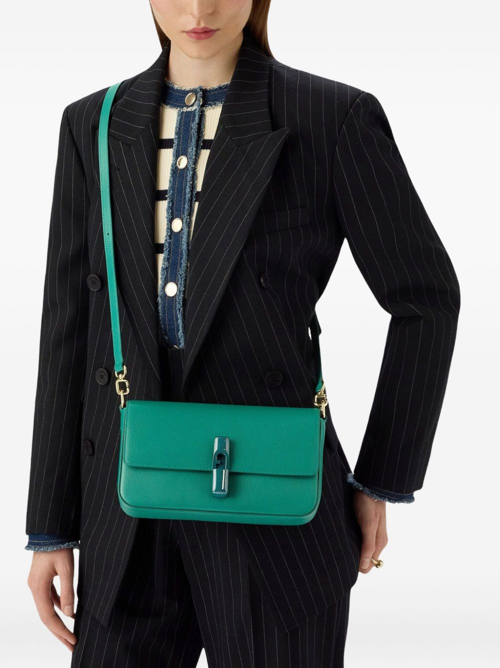 Iride clasp-fastening leather shoulder bag - 2