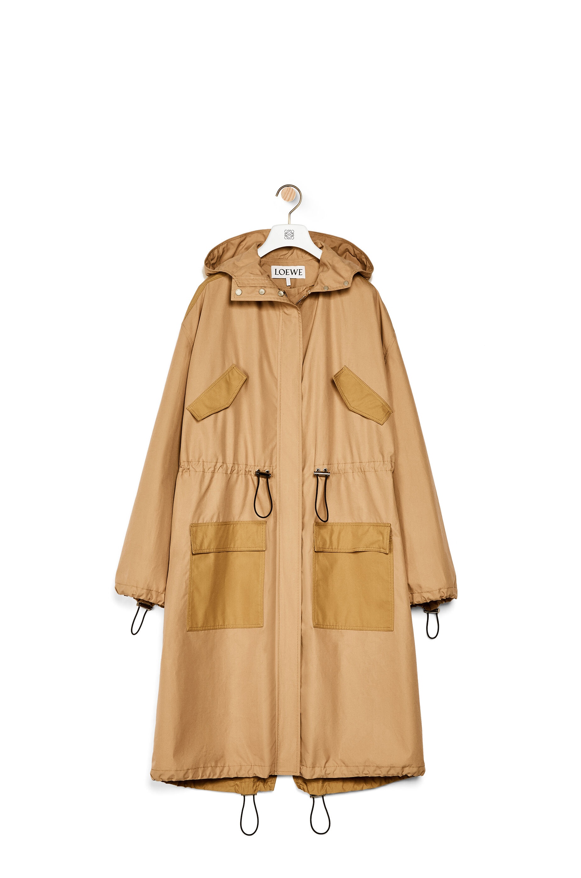 Drawstring long parka in cotton - 1