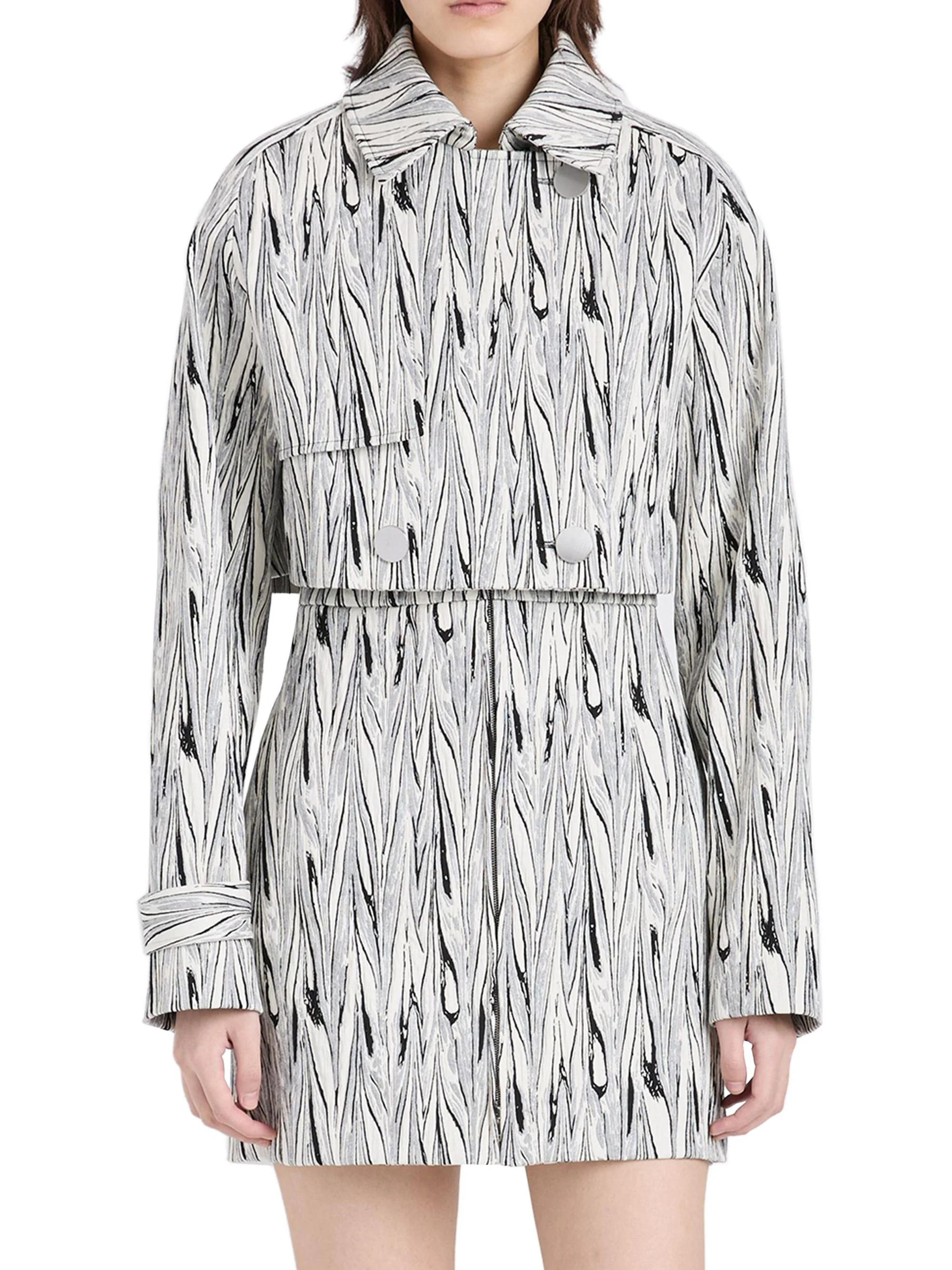 Women's Della Marble-Jacquard Crop Jacket - White Multi - 1