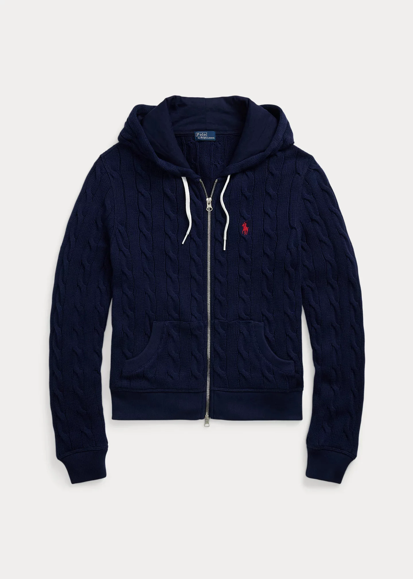 Cable-Knit Cotton Full-Zip Hoodie - 1