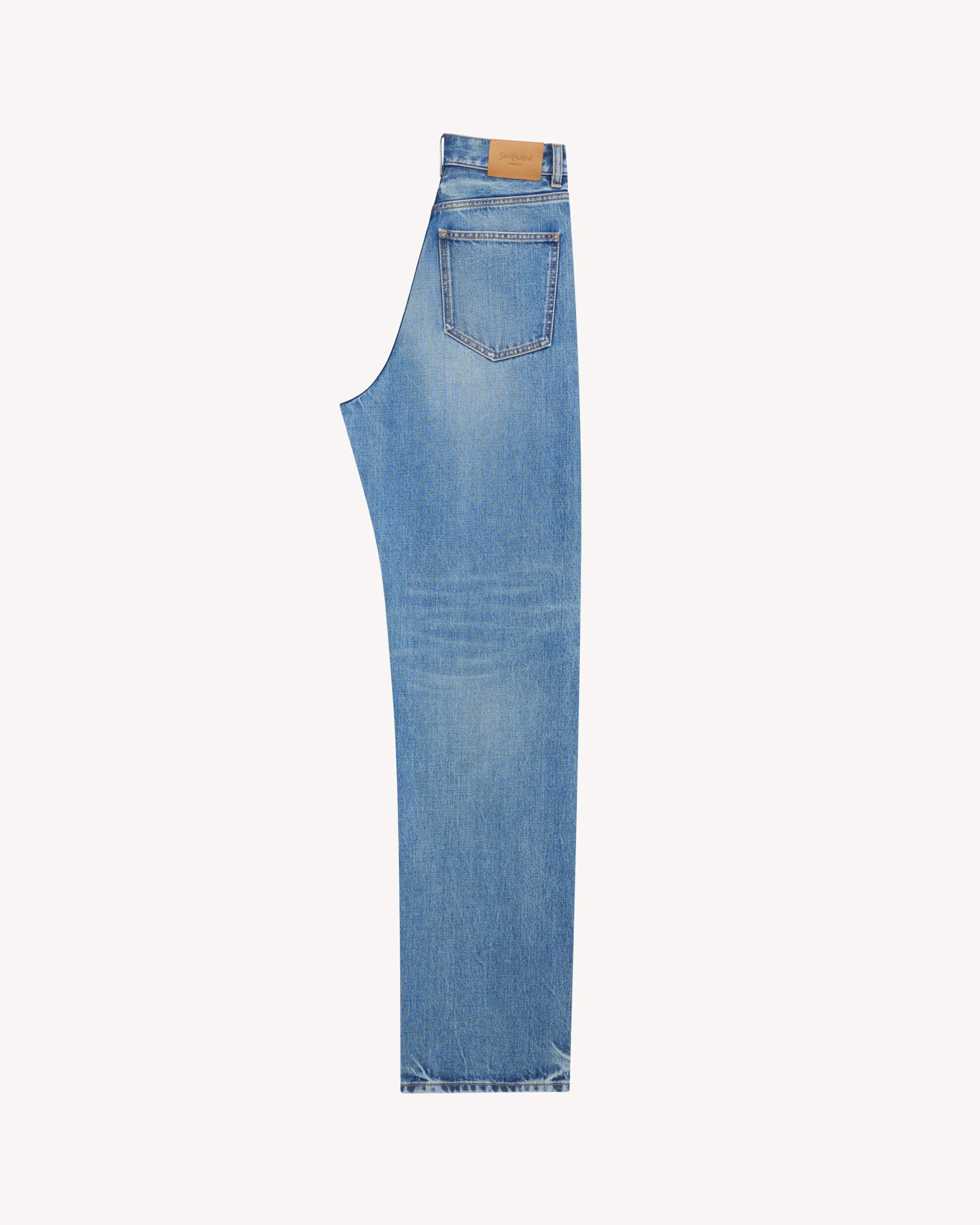 V-WAIST LONG BAGGY JEANS IN 50'S BLUE SELVEDGE DENIM - 2