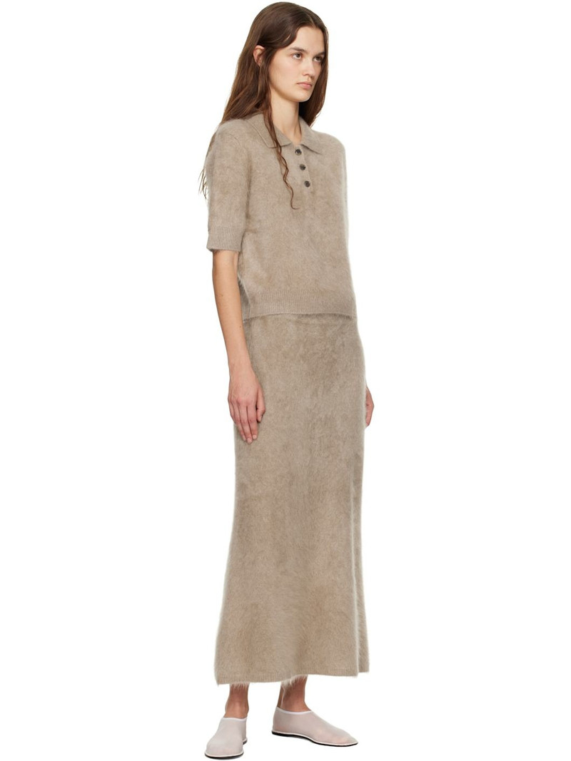 LISA YANG Taupe Asta Midi Skirt outlook