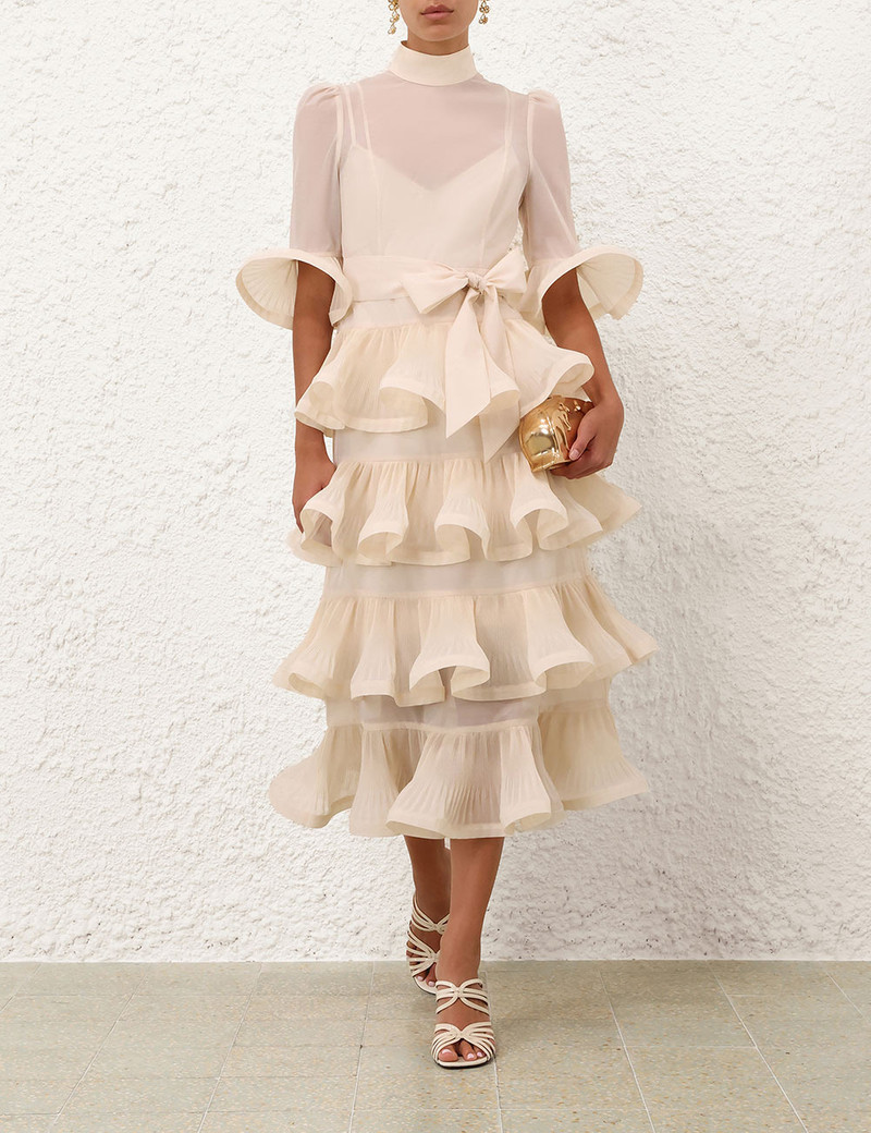 PLEATED SLEEVED MIDI DRESS 8