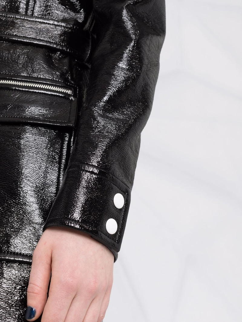 logo-print lacquered-effect trench coat 3