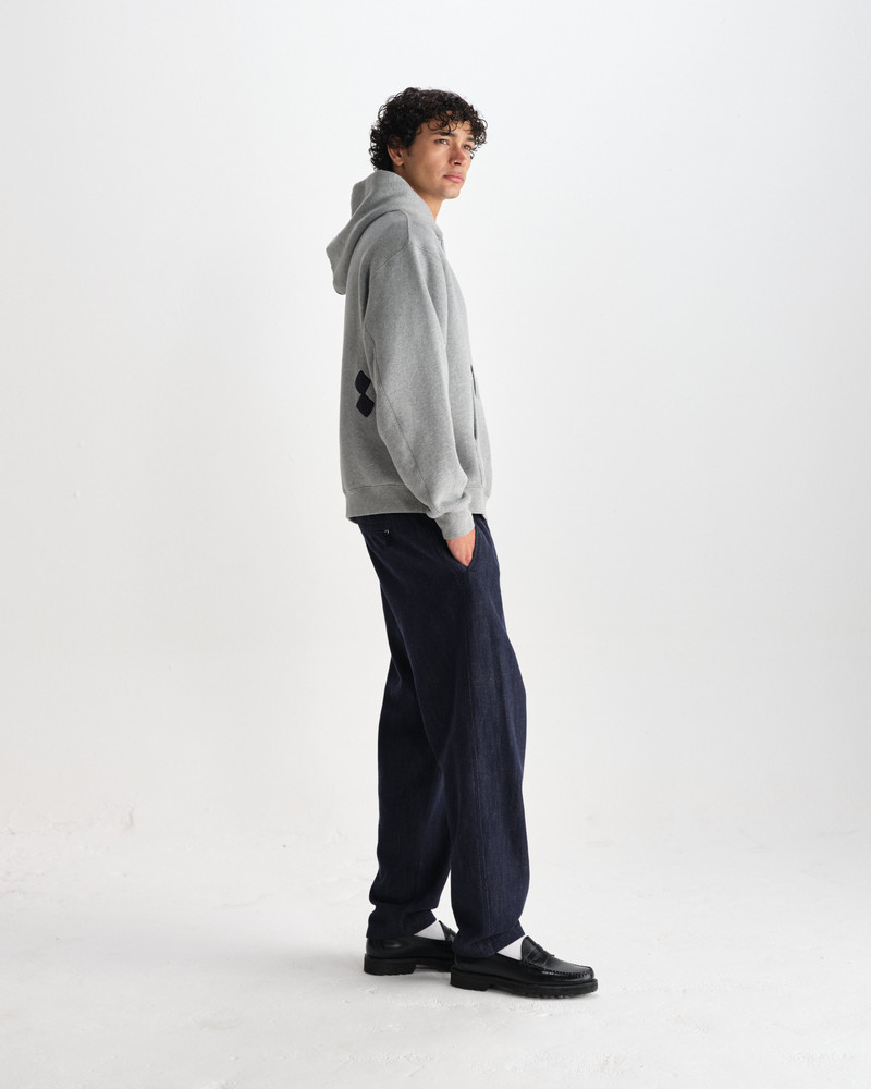 Rydal - Grey Doodle Embroidered Loopback Cotton Hoodie 5