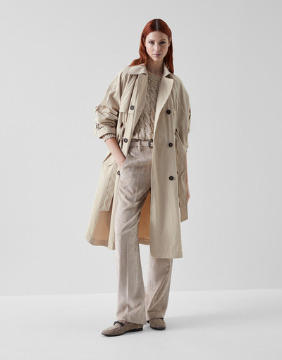 Brunello Cucinelli Techno canvas trench with precious button tab outlook