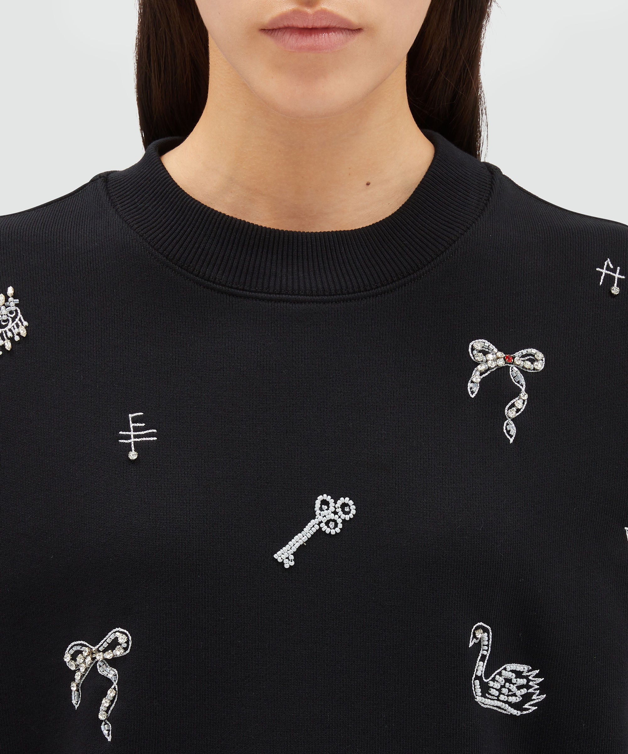 Jersey sweatshirt with applications and embroidery - 5