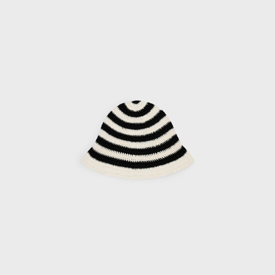 CELINE triomphe striped cloche beanie in crocheted cotton outlook