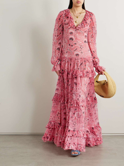 Etro Ruffled paisley-print silk-crepon maxi dress outlook