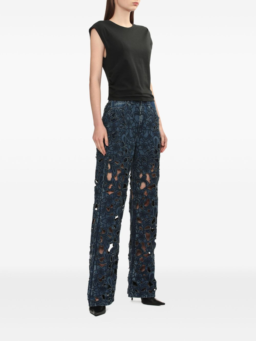 Logan floral-lace jeans - 2