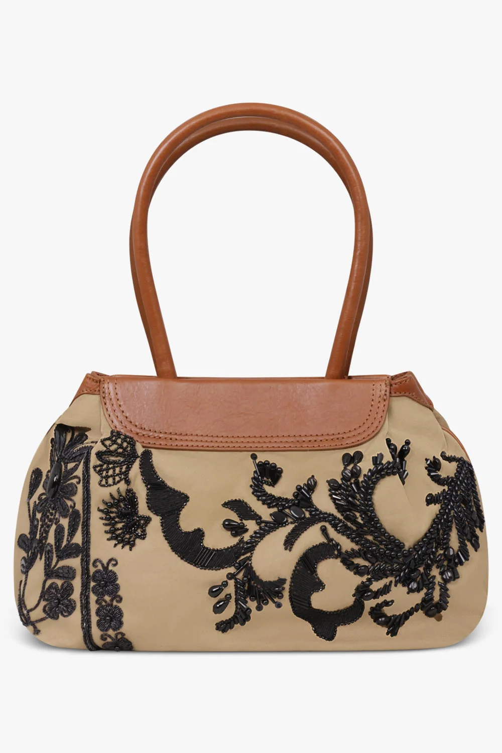 BLOSSOM EMBROID TWILL SHOULDER BAG | CAMEL - 1