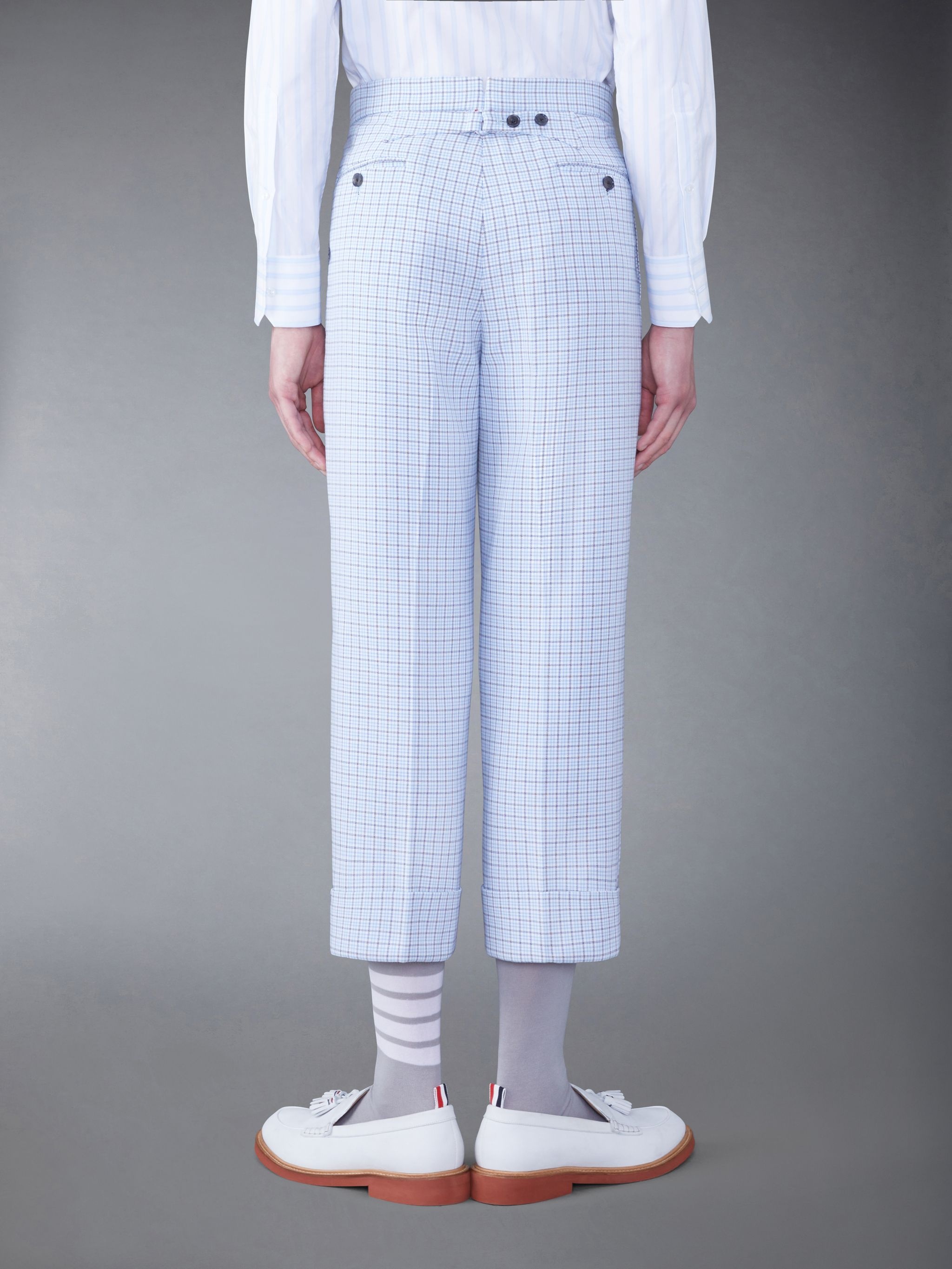 Backstrap-detail checked tailored trousers - 2