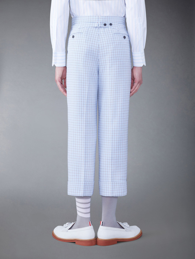 Thom Browne Backstrap-detail checked tailored trousers outlook
