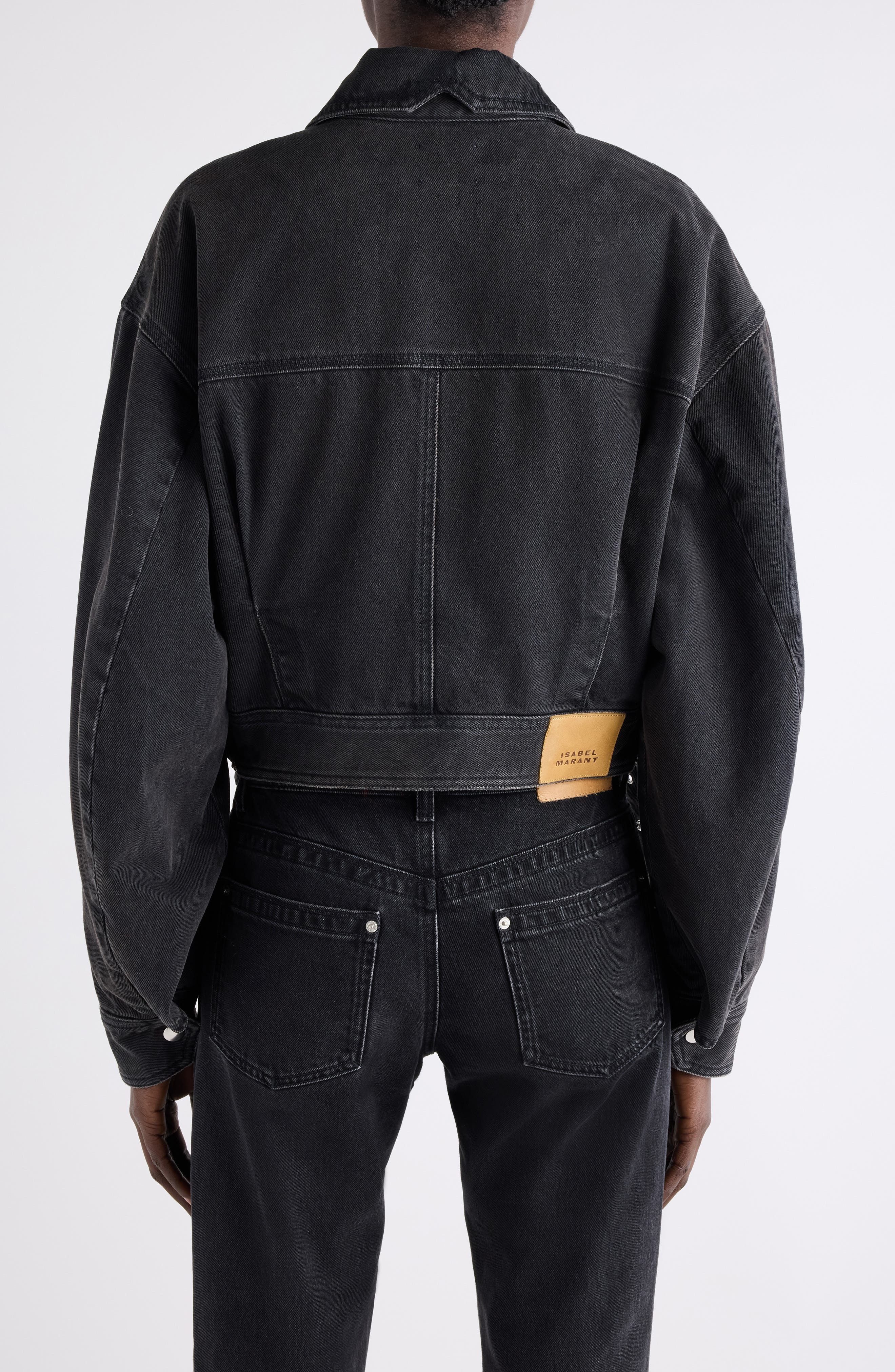 Isabel Marant Santa Crop Denim Jacket in Black at Nordstrom - 3