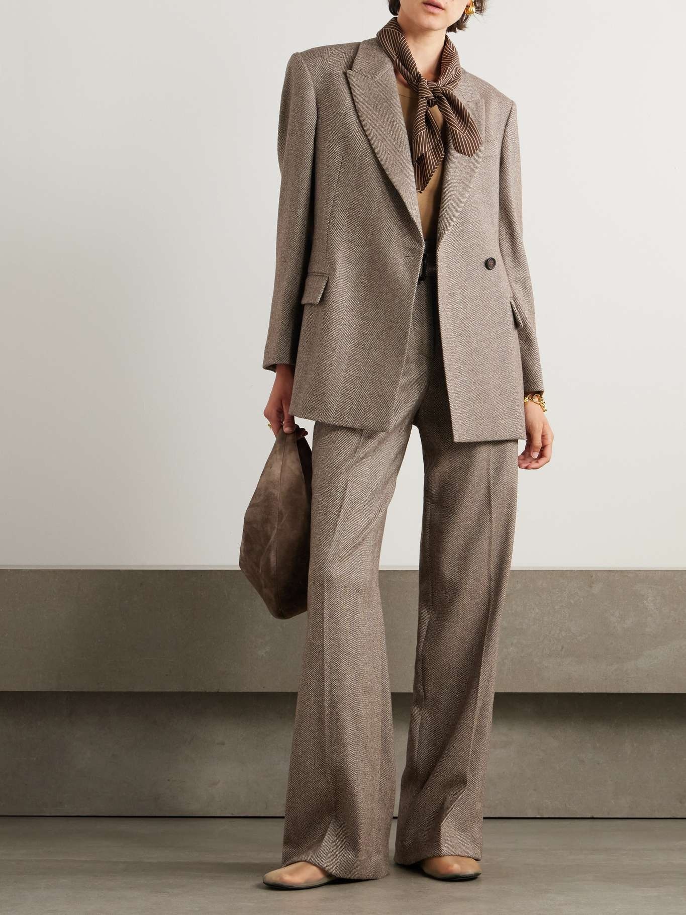 Brunello Cucinelli Brushed techno wool chevron blazer with