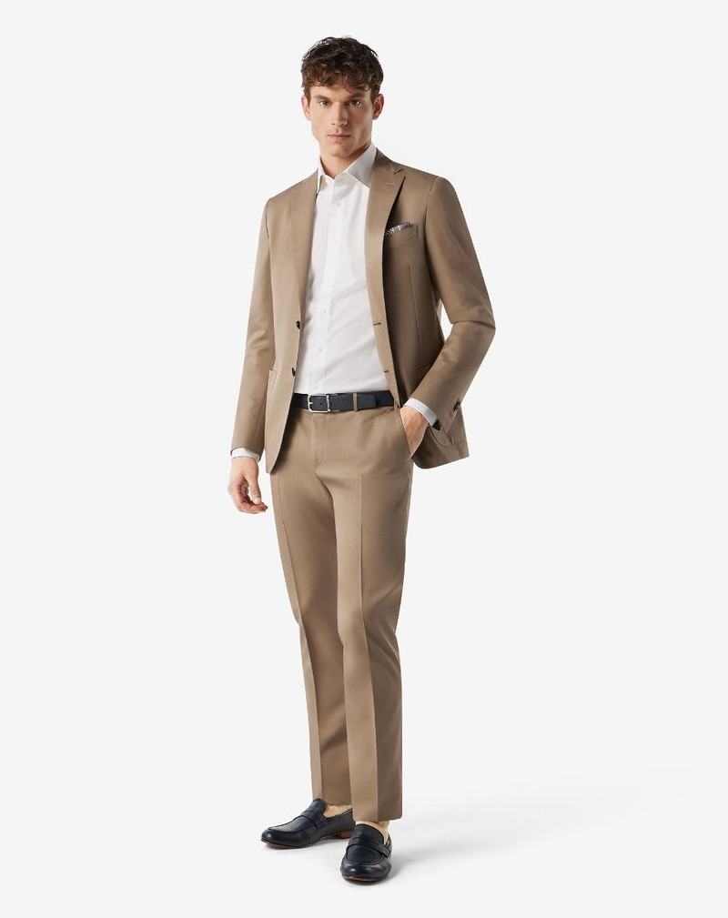 CORNELIANI Hazelnut wool and cotton suit outlook