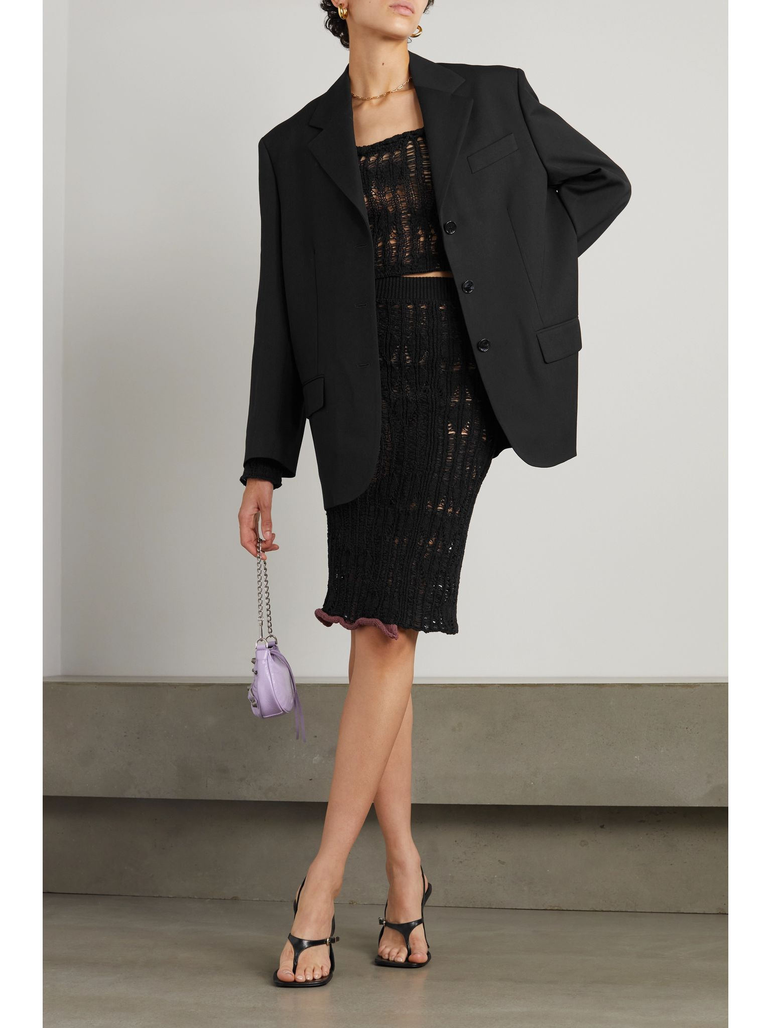 + NET SUSTAIN oversized recycled woven blazer Black - 2