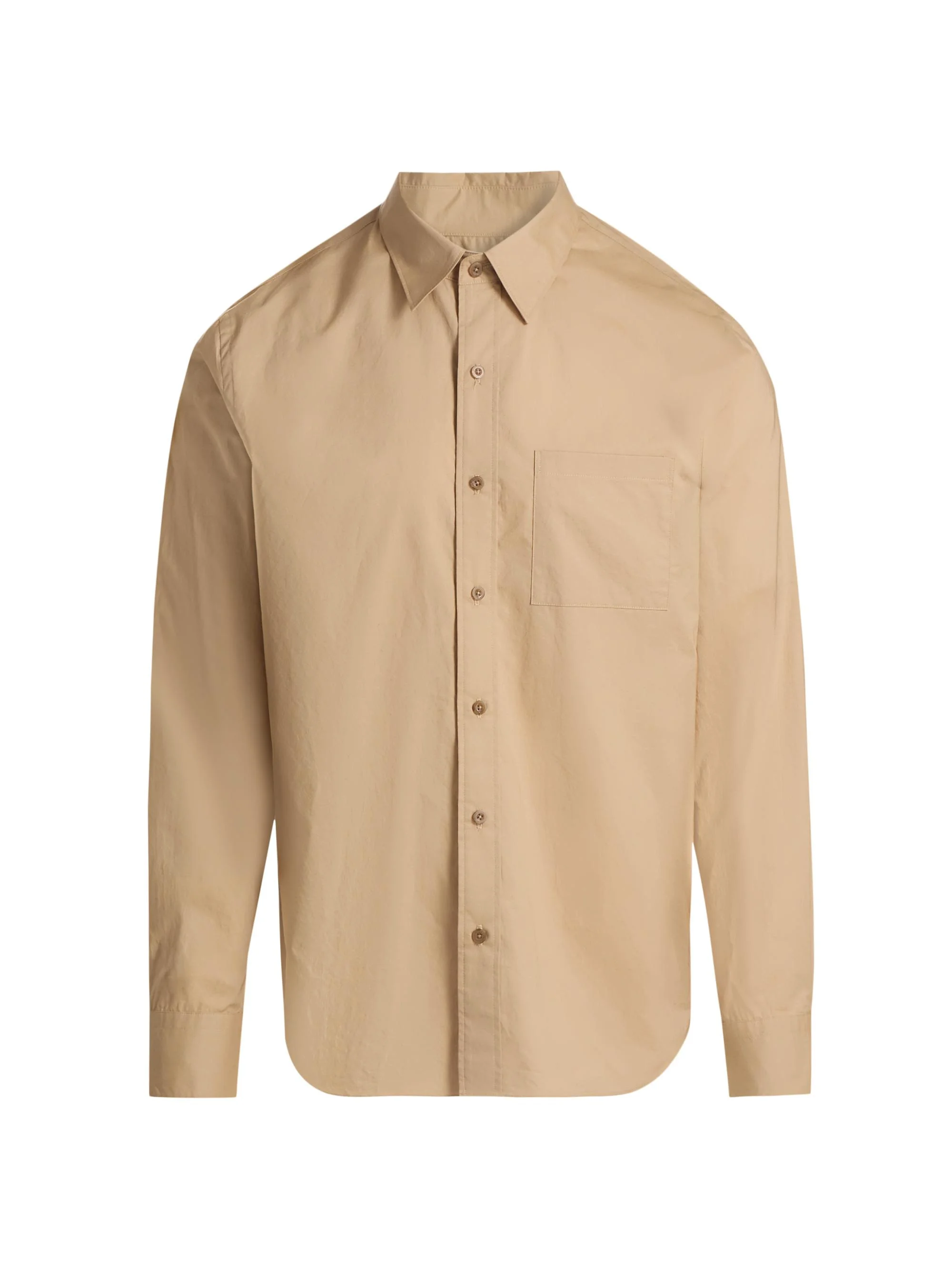 Men's Poplin Separate Placket Button-Front Shirt - Beige - 1