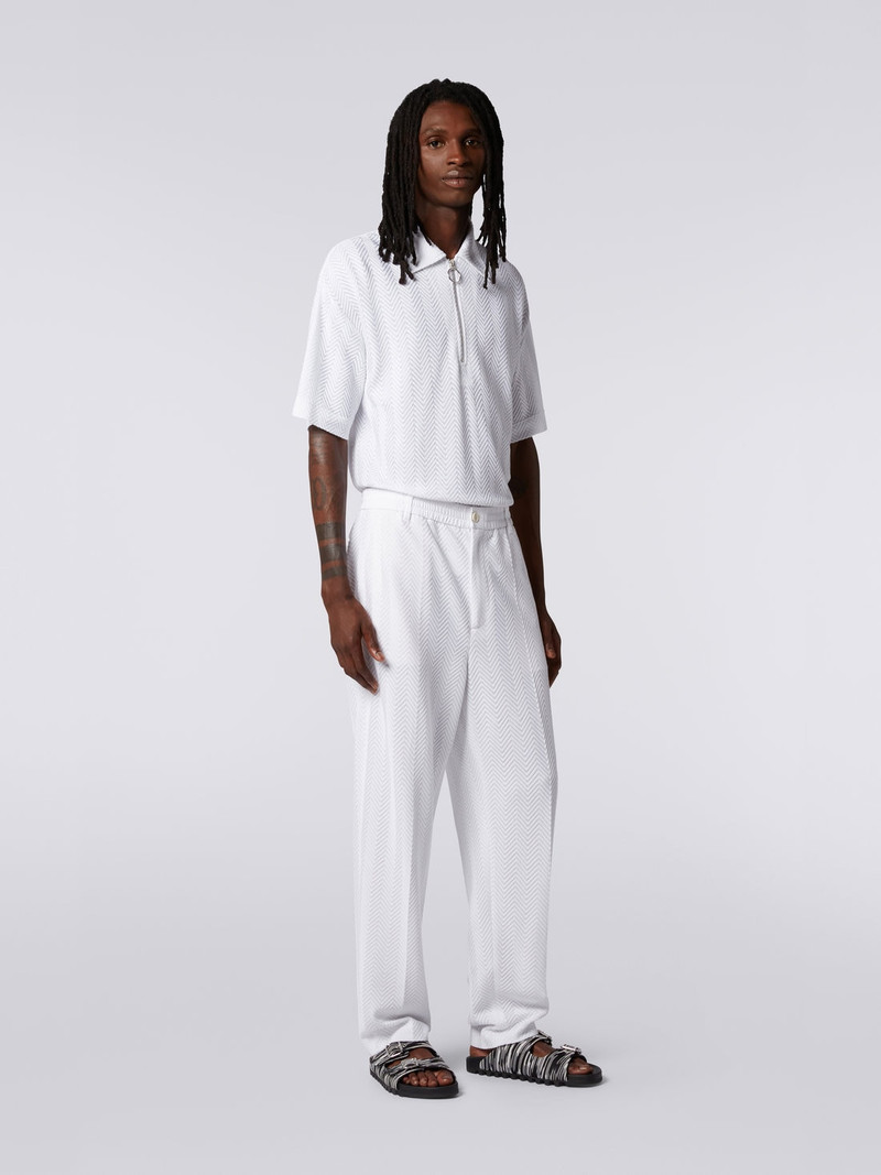 Classic plain cotton and viscose chevron trousers 3