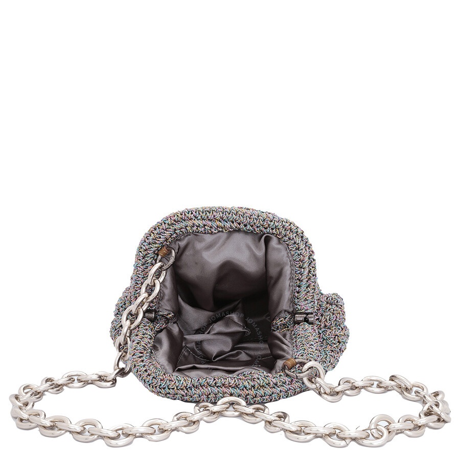 Maria La Rosa - Maria La Rosa Rainbow Ladies Mini Game Metallic Crochet Clutch - 6