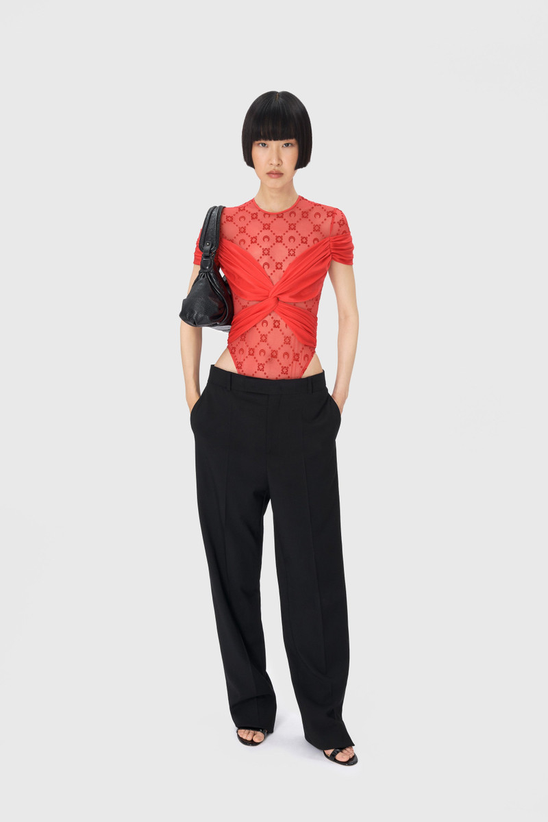 Marine Serre Virgin Wool Twill Wide Leg Pants outlook