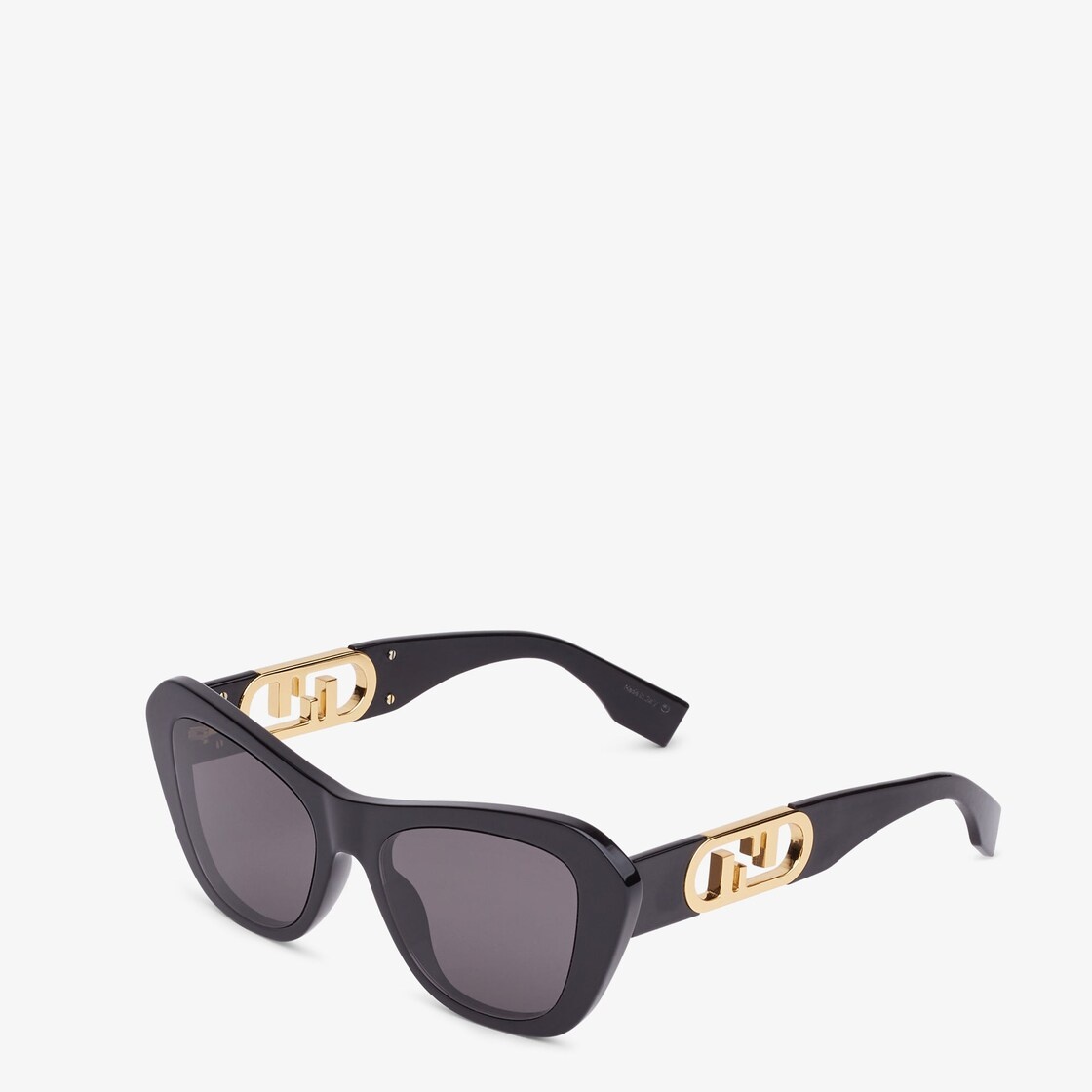 Butterfly O’Lock sunglasses in black acetate. Temples with gold-colored metal O’Lock logo and gray l - 2