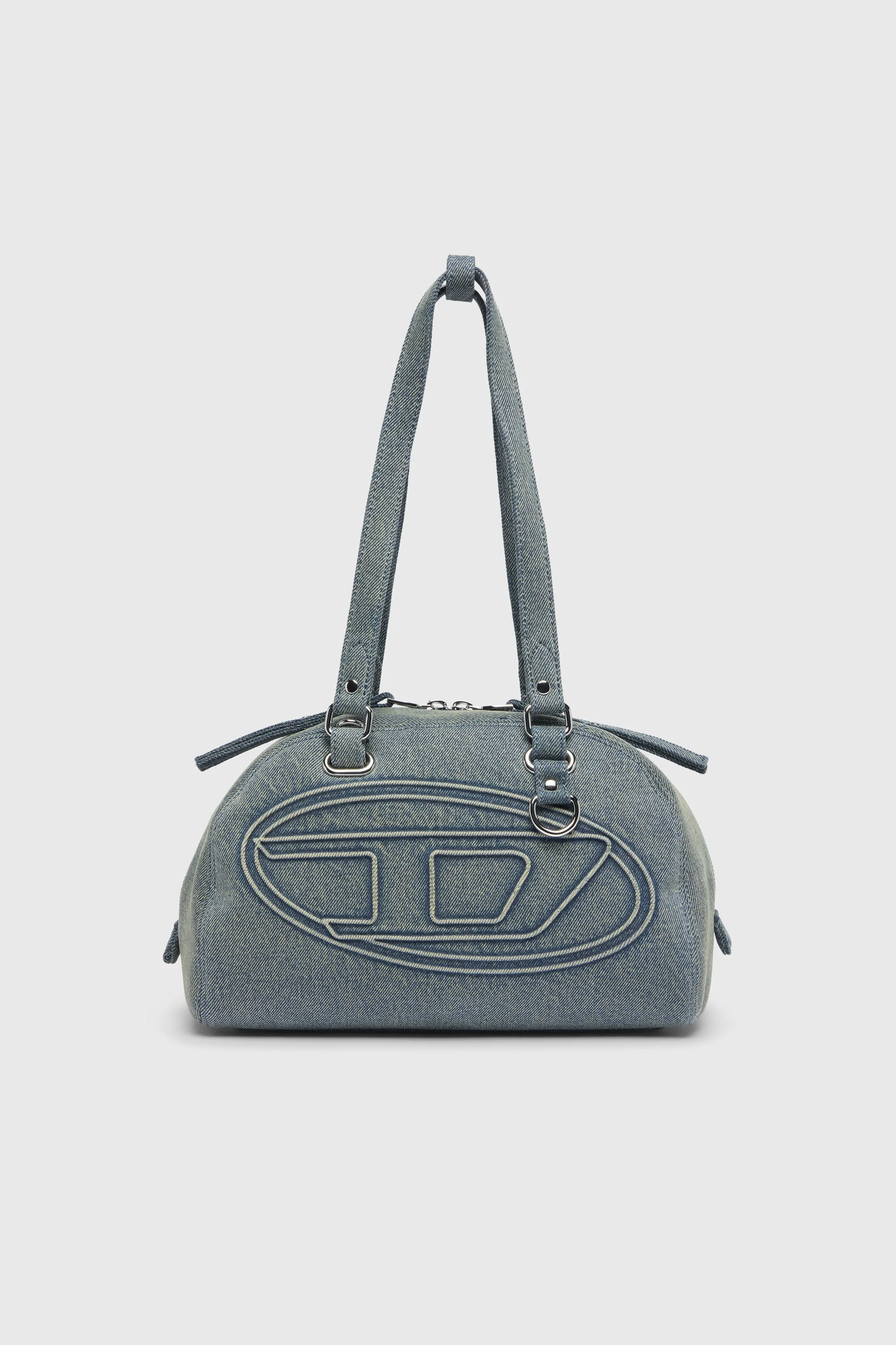 1DR DOME-SHOULDER BAG IN DENIM WITH OVAL D LOGO - 1