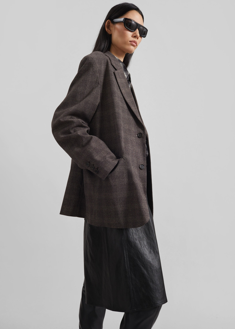 Ellory Padded Blazer - Brown Glen Plaid 4