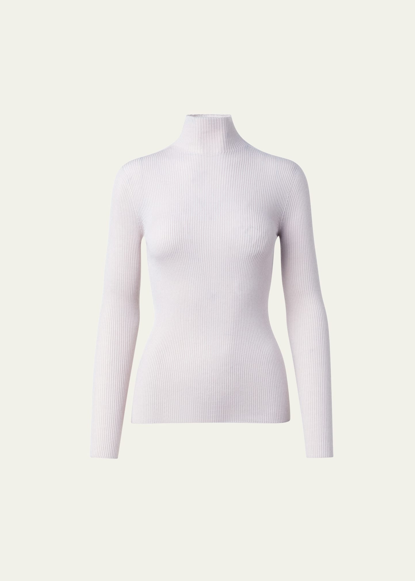 Cashmere-Silk Fine Ribbed Knit Pullover - 1