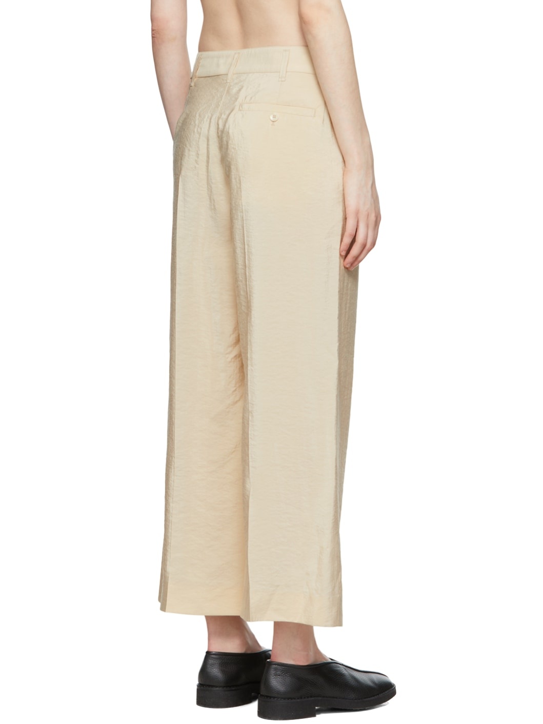 Beige Silk Trousers - 3