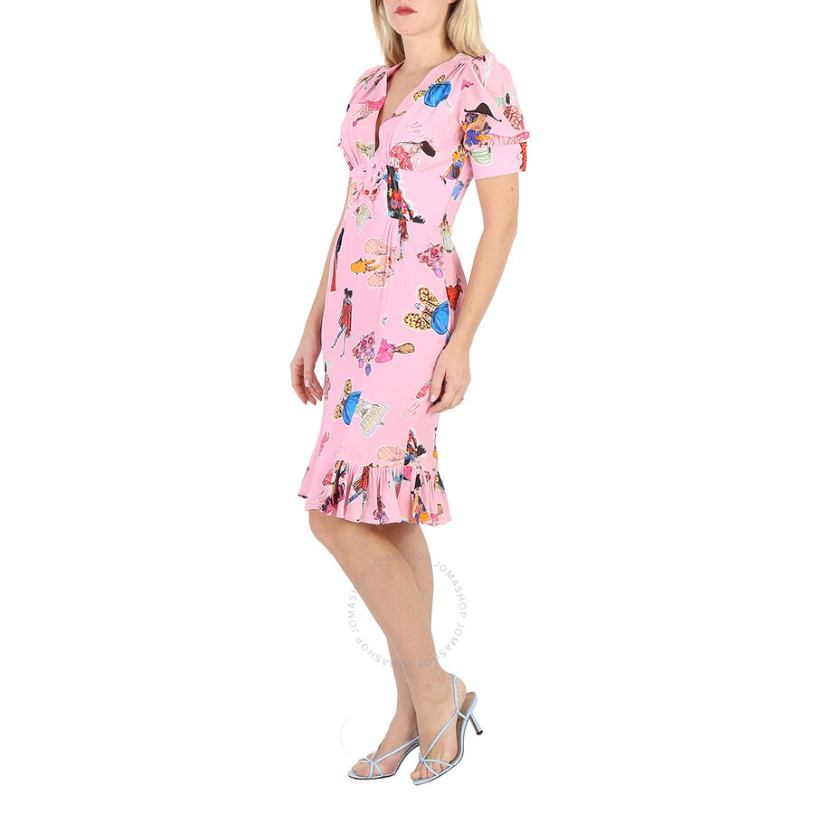 Moschino Ladies Fantasy Print Pink Illustration Print Dress - 6