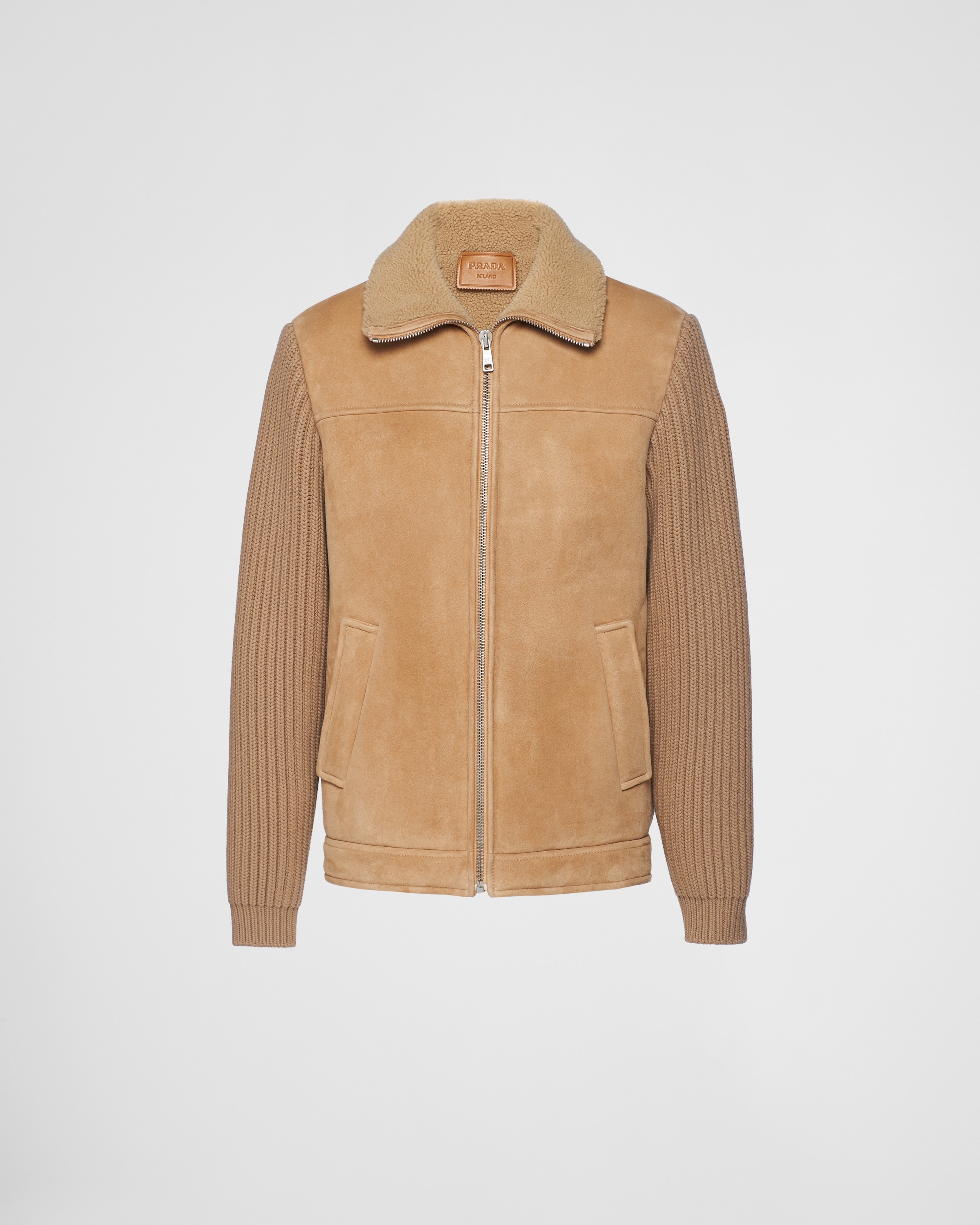 Shearling and knit jacket - 1