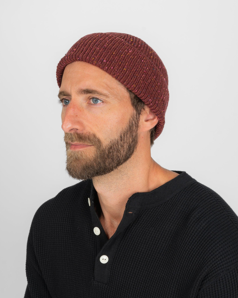 ROTOTO® ROTOTO - NEP WOOL SEAMLESS BEANIE - DARK RED outlook