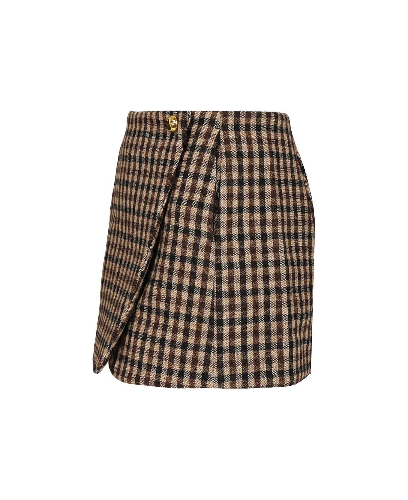 Checked Wool Mini Skirt - 3