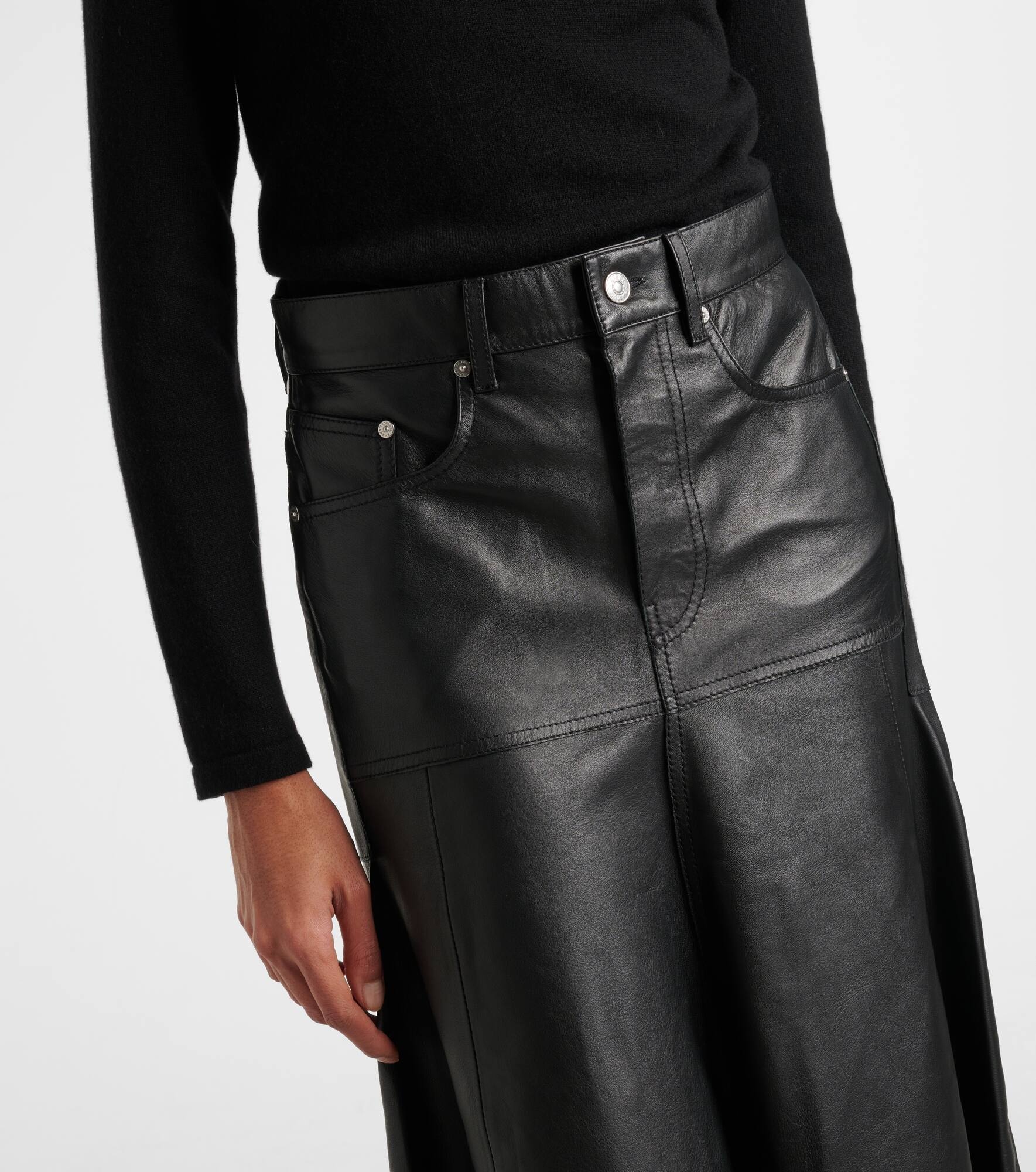 Leather midi skirt - 4