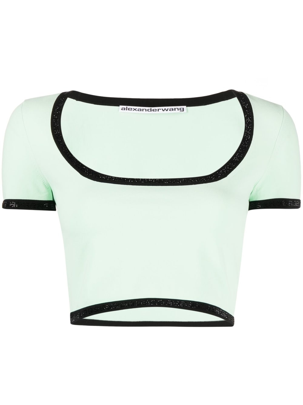 contrasting-border cropped T-shirt - 1