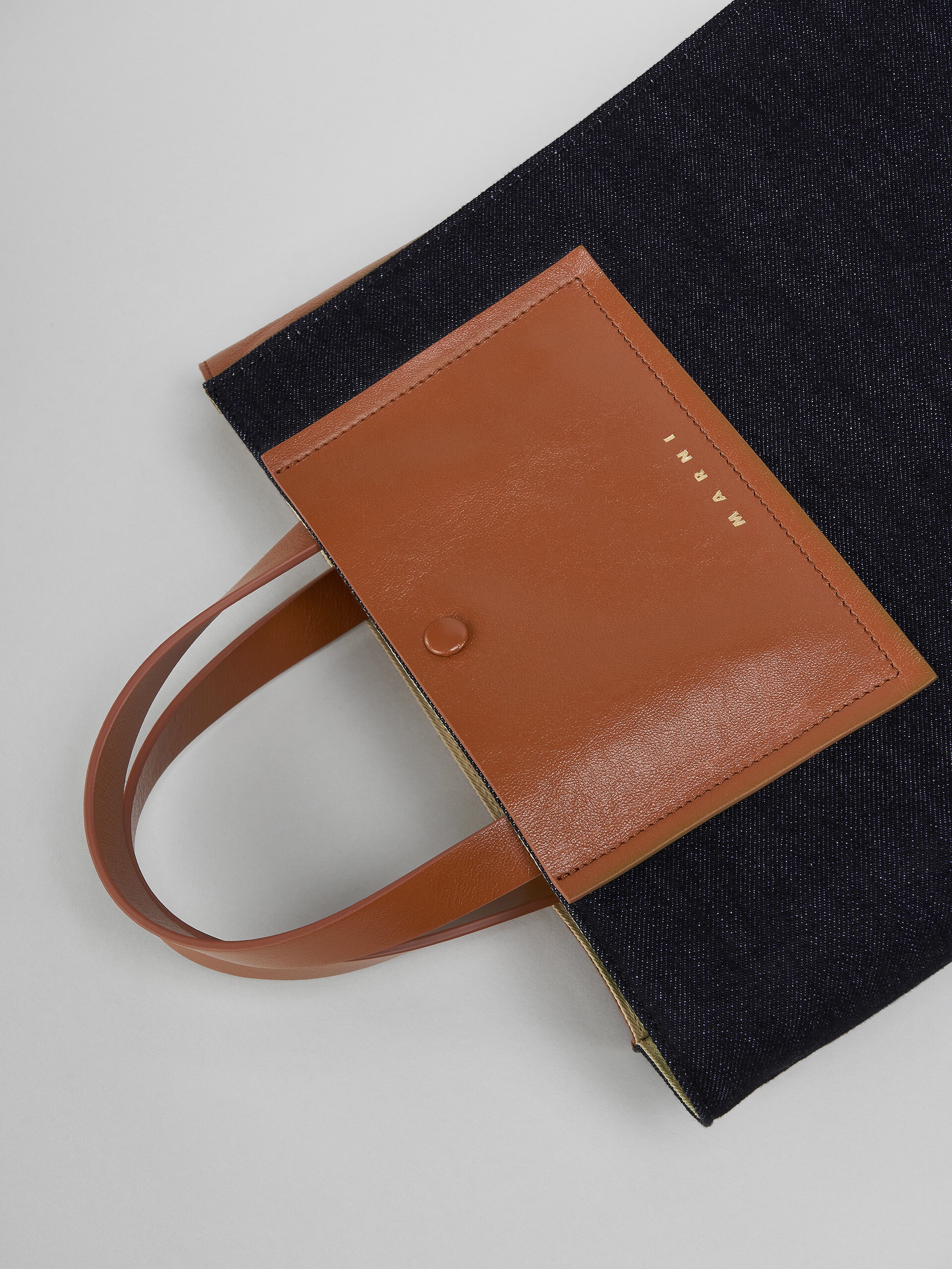 MUSEO SOFT LARGE BAG IN DENIM AND LEATHER - 5