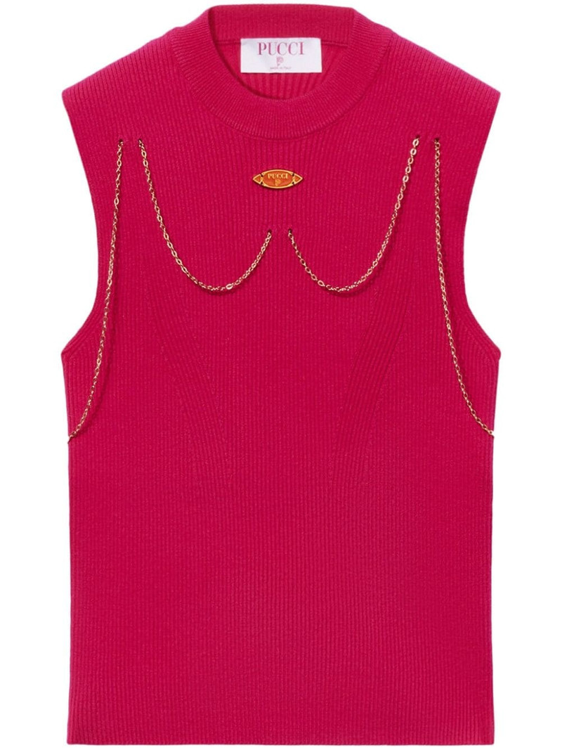 chain-embellished rib-knit top 1