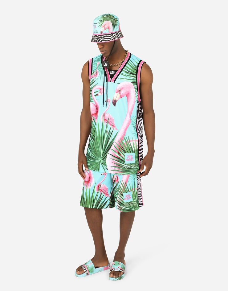 Technical fabric singlet with flamingo print - 9