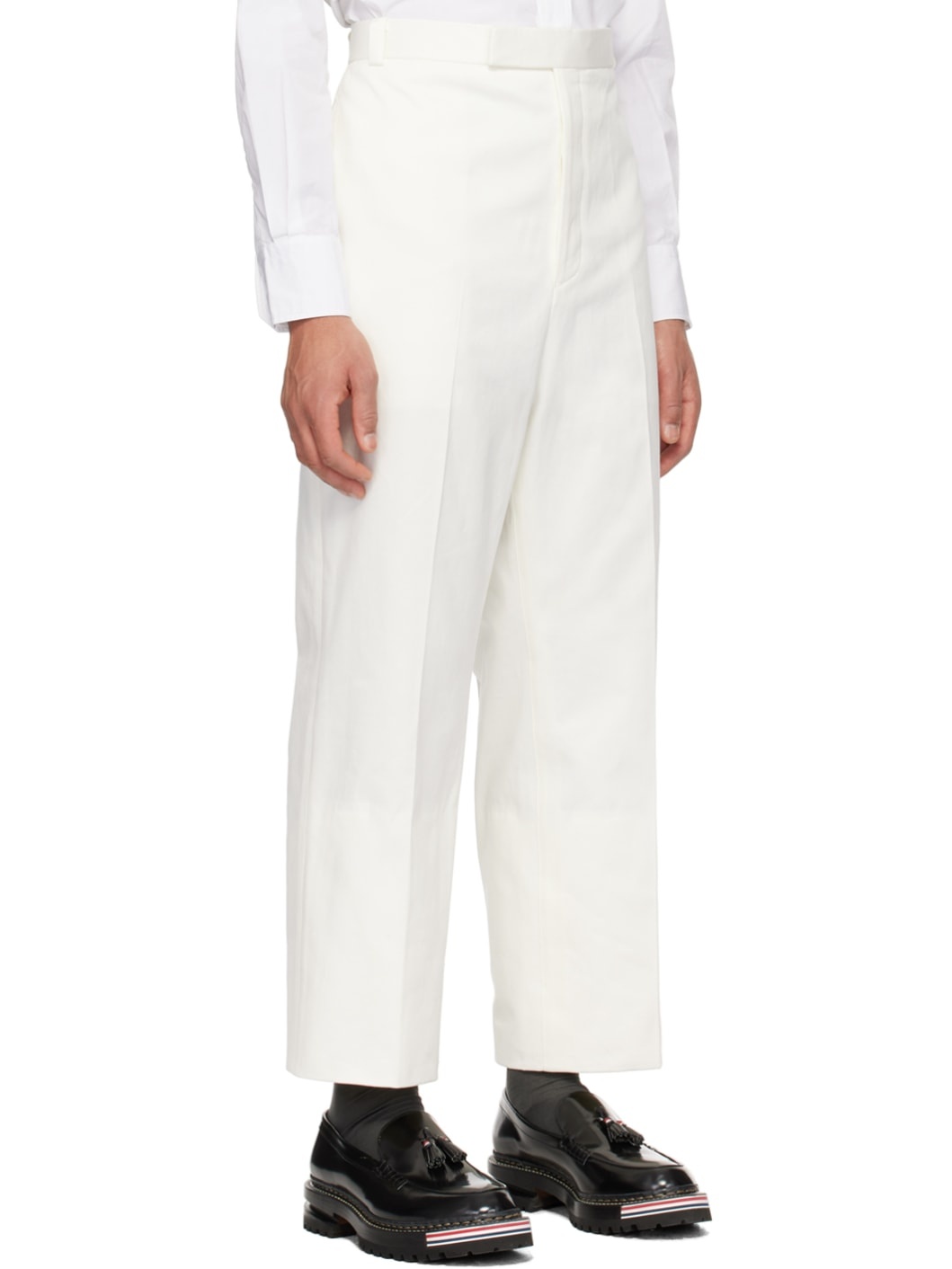 White Rolled Cuff Trousers - 2