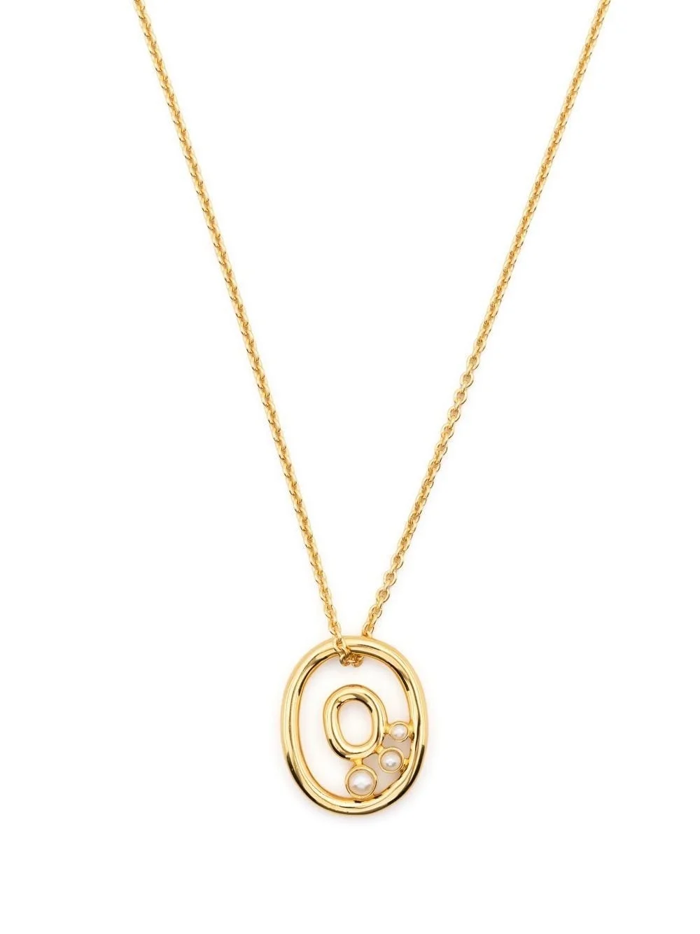 pearl-embellished initial pendant necklace - 1