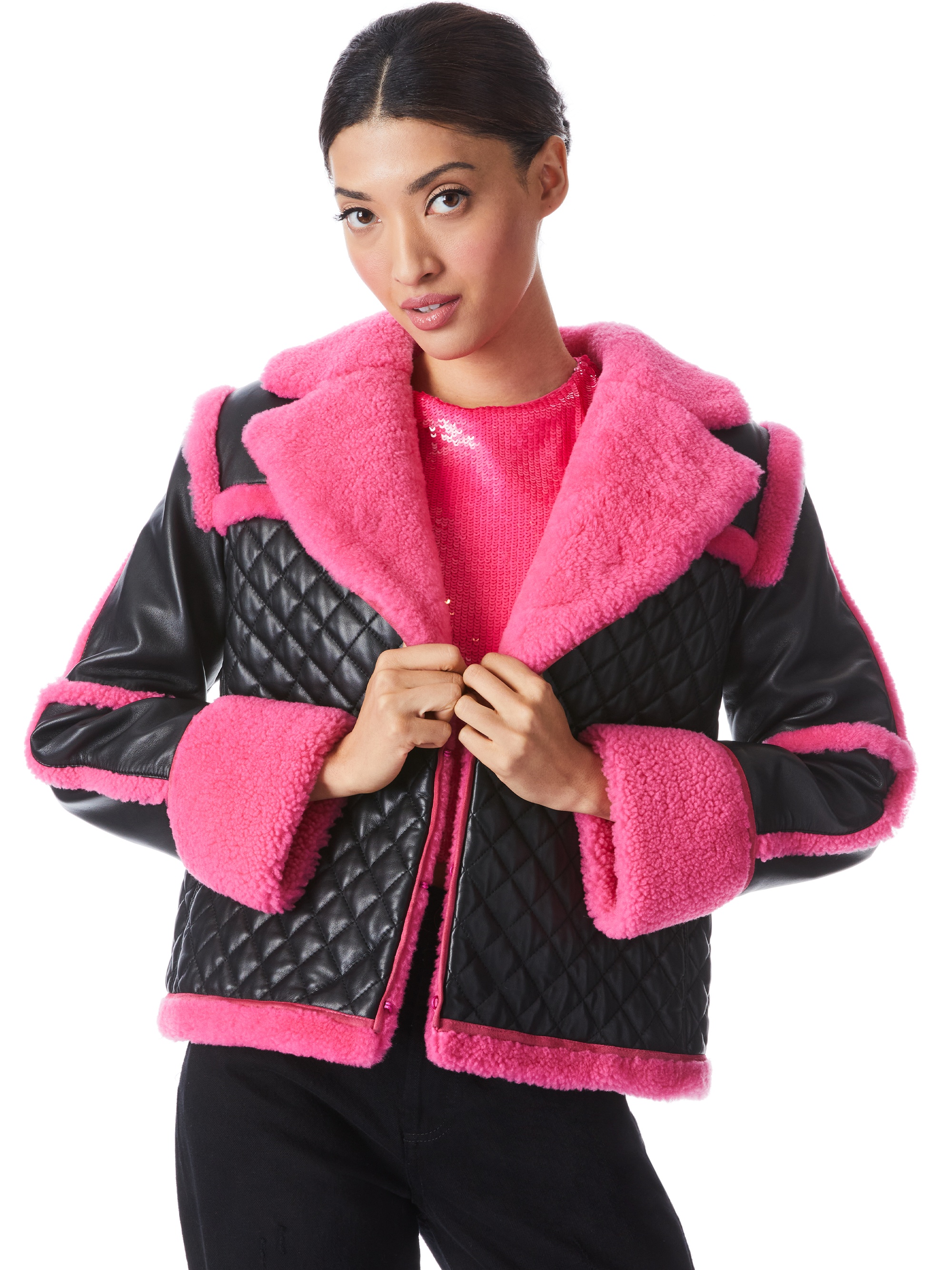 LUISANA COMBINATION LEATHER SHEARLING COAT - 2