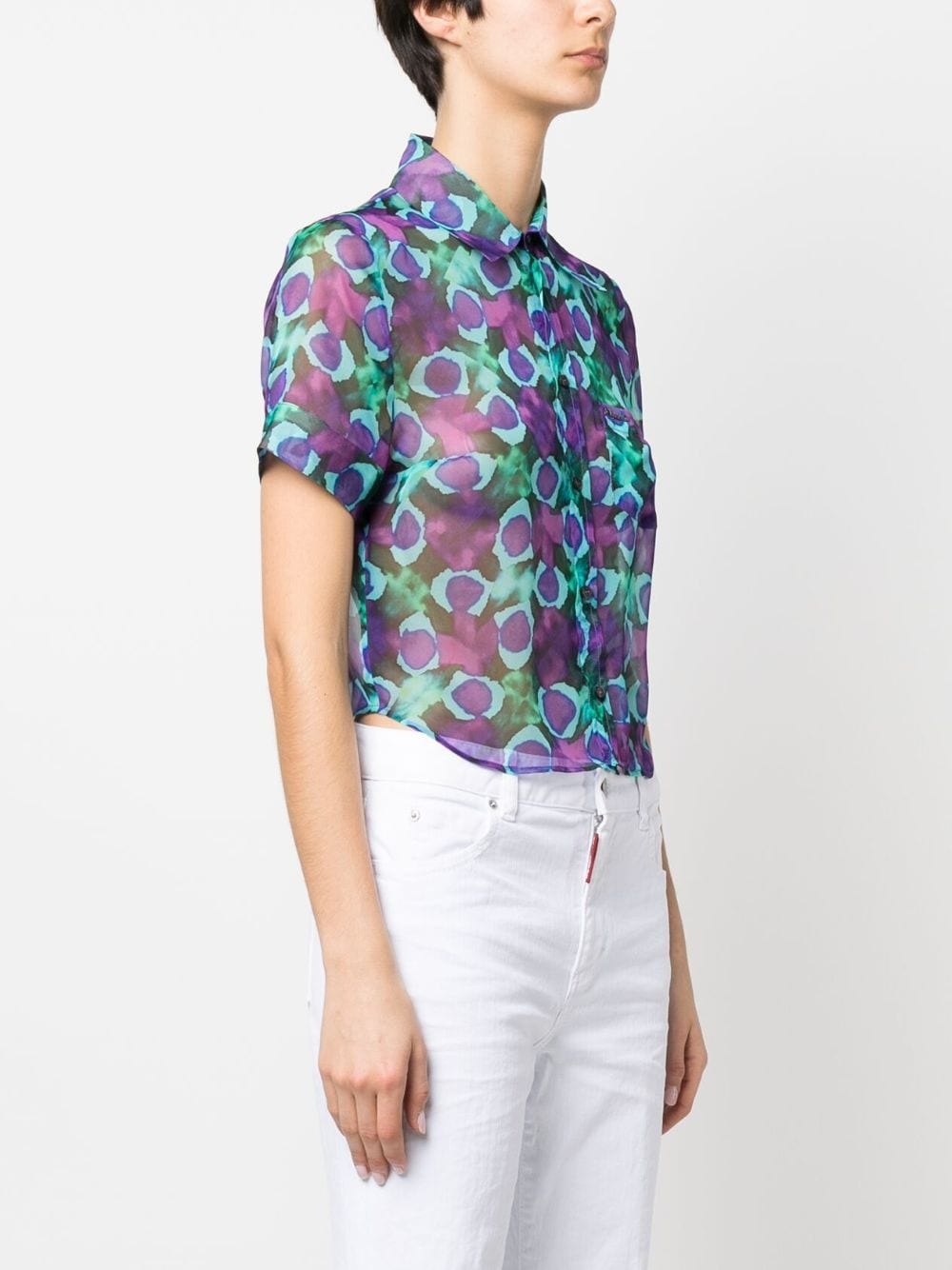 abstract flower-print short-sleeve shirt - 3
