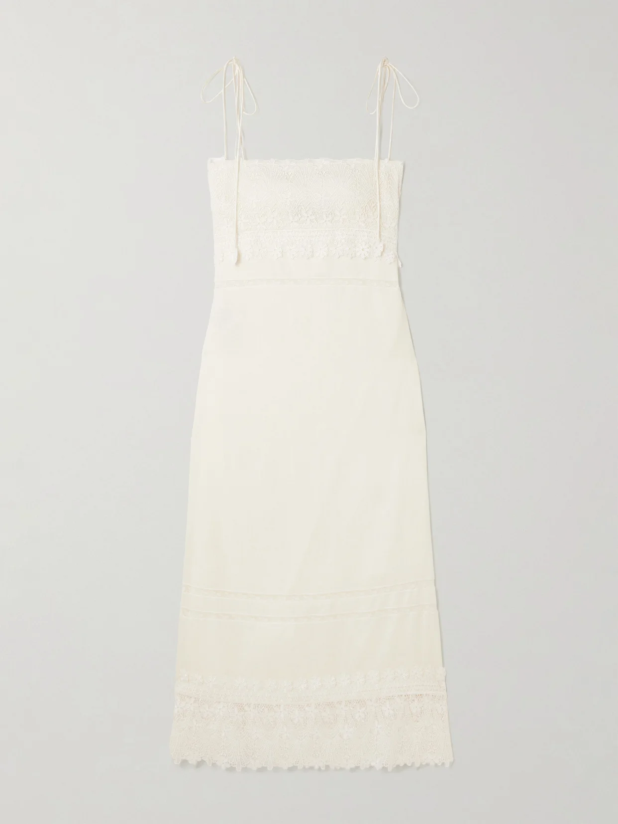 Corded Lace-trimmed Linen Midi Dress - 1