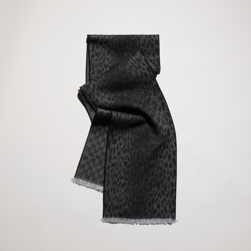 Reversible GG wool jacquard scarf - 1