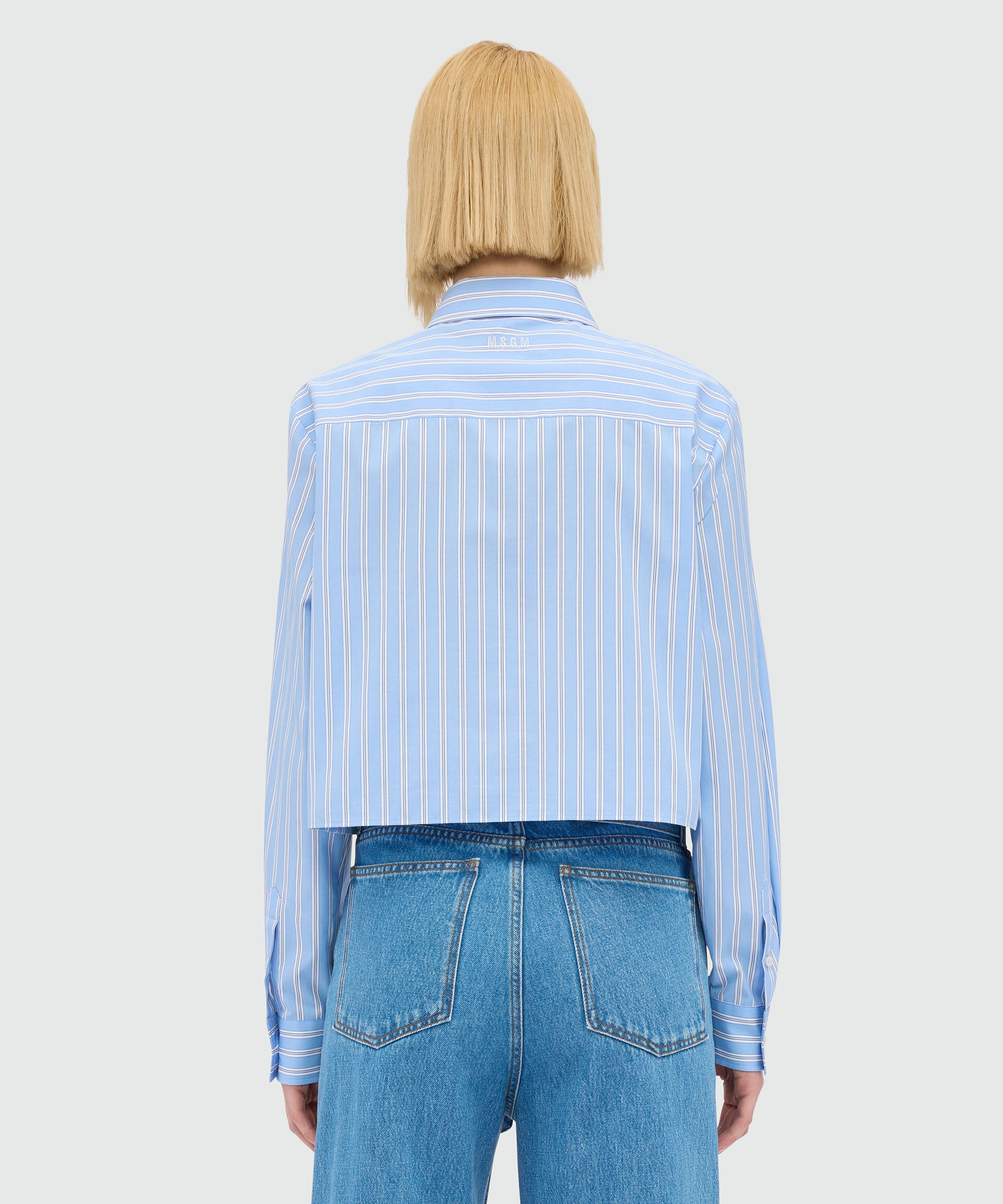 Light blue cropped poplin shirt with "Bunny" patch - 3