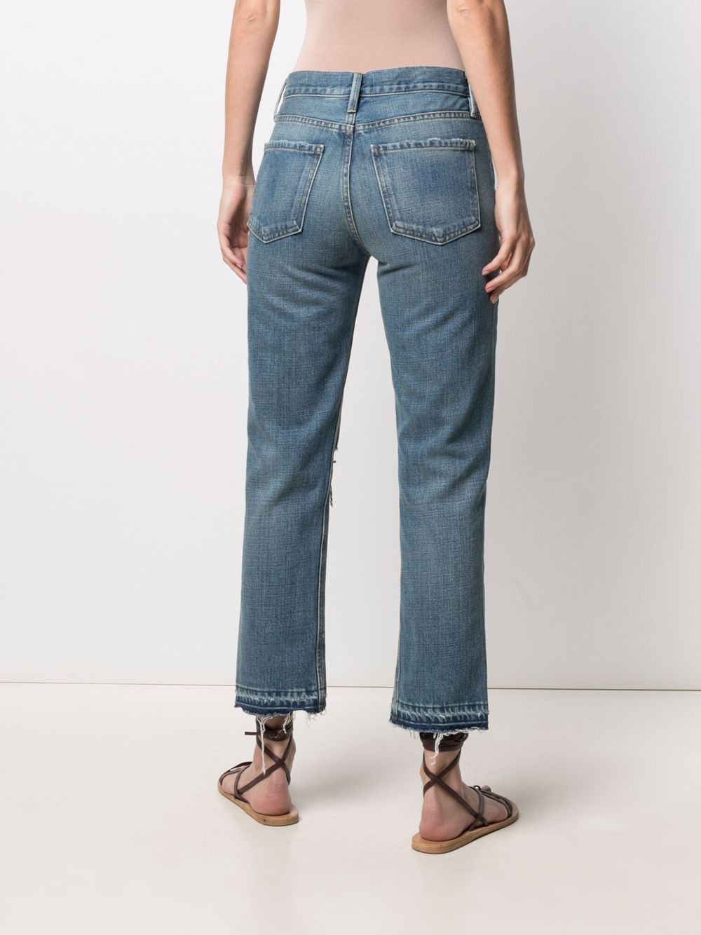 distressed mid-rise cropped jeans - 4