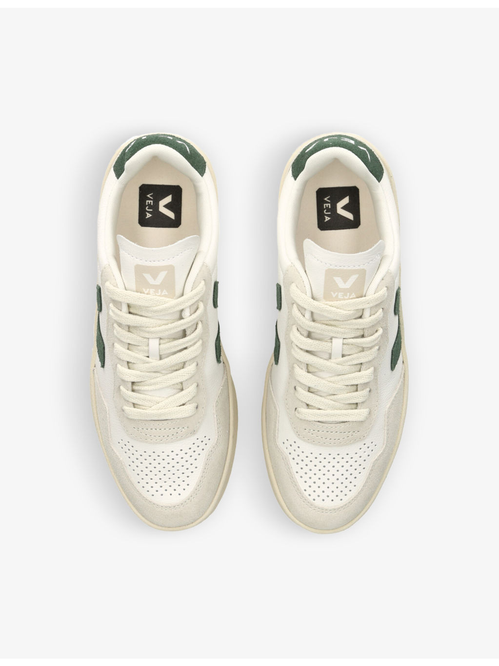 Women's V90 logo-embroidered low-top leather trainers - 2